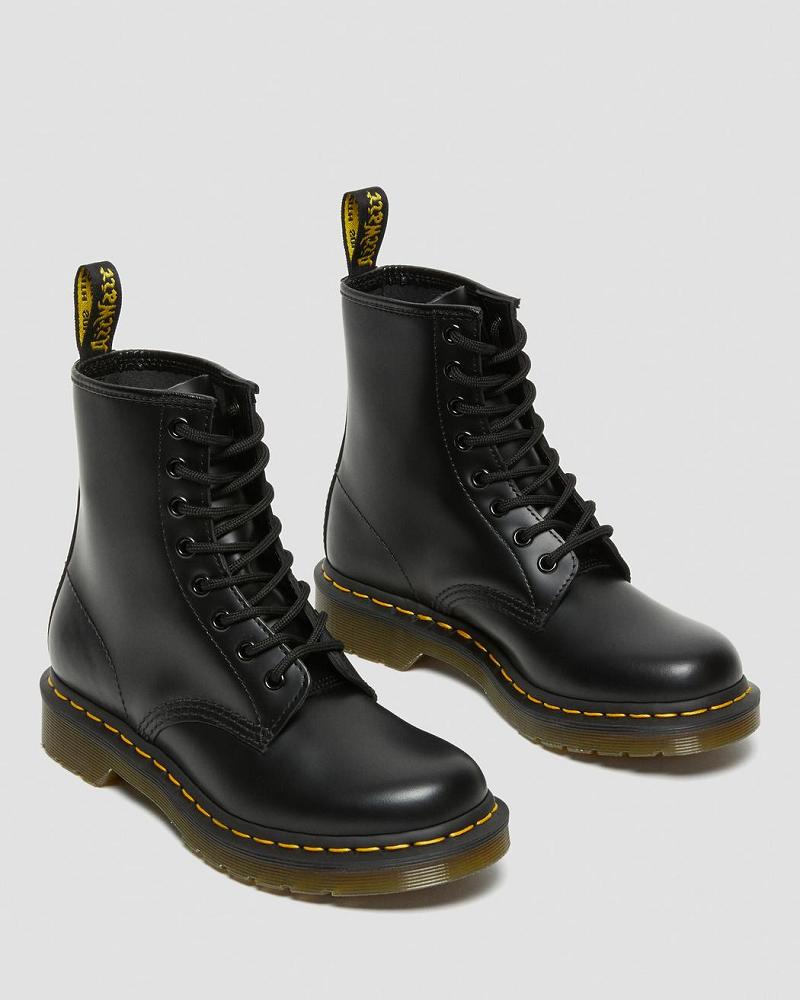 Black Women's Dr Martens 1460 Smooth Leather Lace Up Boots | CA 208DFM